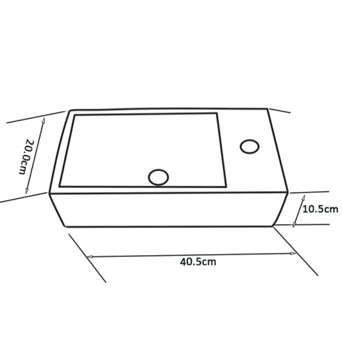 UMYWALKA NABLATOWA WISZĄCA CERAMICZNA PROSTOKĄTNA LUCY-WH-405 BIAŁY POŁYSK 40x20 CM