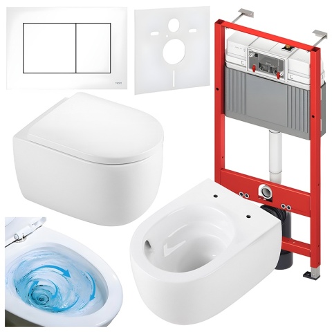 ZESTAW PODTYNKOWY WC STELAŻ TECE MISKA LAKE-WH-TR-02 PRZYCISK TC-9240400 BIAŁY POŁYSK