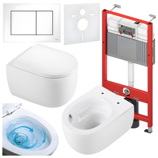 ZESTAW PODTYNKOWY WC STELAŻ TECE MISKA LAKE-WH-TR-02 PRZYCISK TC-9240417 BIAŁY MAT