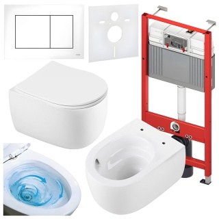 ZESTAW PODTYNKOWY WC STELAŻ TECE MISKA LAKE-WH-TR-03 PRZYCISK TC-9240400 BIAŁY POŁYSK