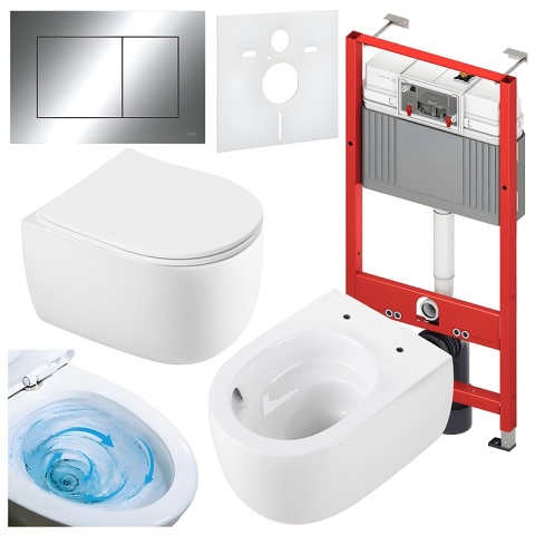 ZESTAW PODTYNKOWY WC STELAŻ TECE MISKA LAKE-WH-TR-03 PRZYCISK TC-9240401 CHROM