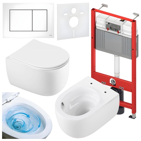 ZESTAW PODTYNKOWY WC STELAŻ TECE MISKA LAKE-WH-TR-03 PRZYCISK TC-9240417 BIAŁY MAT