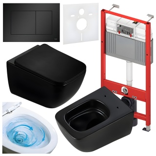 ZESTAW PODTYNKOWY WC STELAŻ TECE MISKA YUZU-MTB-TR-03 PRZYCISK TC-9240407 CZARNY MAT