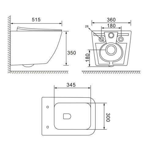 ZESTAW PODTYNKOWY WC STELAŻ TECE MISKA YUZU-MTB-TR-03 PRZYCISK TC-9240417 BIAŁY MAT