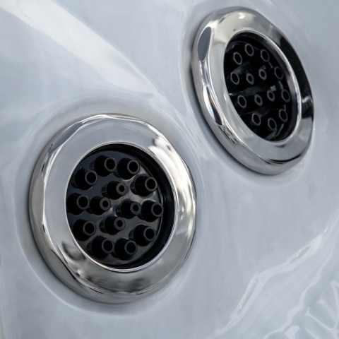 JACUZZI OGRODOWE WANNA SPA347 BIAŁY MARMUR OBUDOWA ANTRACYT 230x230 CM