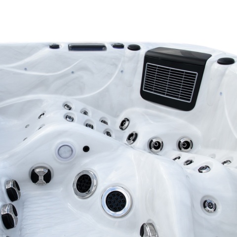 JACUZZI OGRODOWE WANNA SPA347 BIAŁY MARMUR OBUDOWA ANTRACYT 230x230 CM