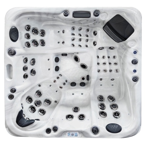 JACUZZI OGRODOWE WANNA SPA347 BIAŁY MARMUR OBUDOWA ANTRACYT 230x230 CM