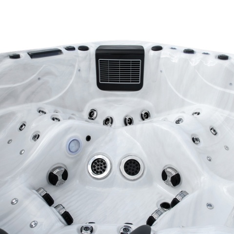 JACUZZI OGRODOWE WANNA SPA347 BIAŁY MARMUR OBUDOWA ANTRACYT 230x230 CM