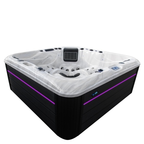 JACUZZI OGRODOWE WANNA SPA347 BIAŁY MARMUR OBUDOWA ANTRACYT 230x230 CM