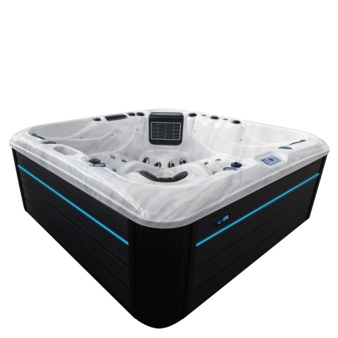 JACUZZI OGRODOWE WANNA SPA347 BIAŁY MARMUR OBUDOWA ANTRACYT 230x230 CM