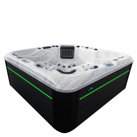 JACUZZI OGRODOWE WANNA SPA347 BIAŁY MARMUR OBUDOWA ANTRACYT 230x230 CM