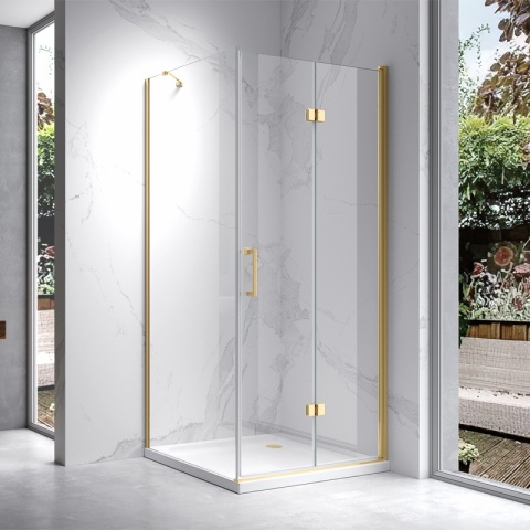 KABINA PRYSZNICOWA KWADRATOWA ZES-KZ20A-GL-70 ZŁOTA 70x70 CM