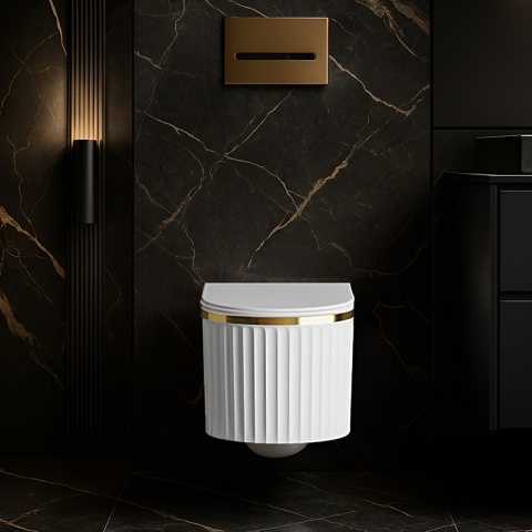 MISKA WC WISZĄCA RIMLESS LUMA-WH-GL-RIM-03 BIAŁA DESKA WOLNOOPADAJĄCA DUROPLAST