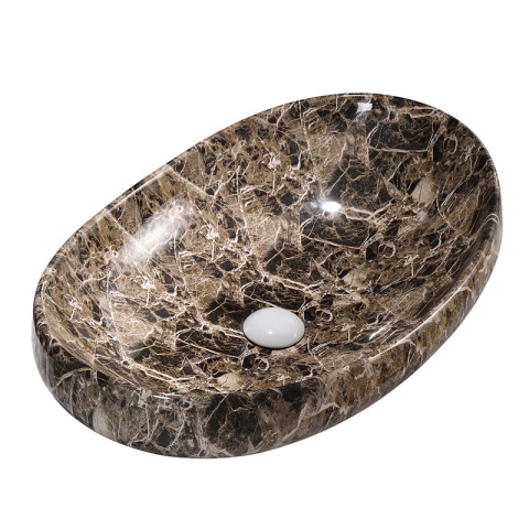UMYWALKA NABLATOWA CERAMICZNA OWALNA AMORE-MAR7-500 BRĄZOWY MARMUR 50x37 CM