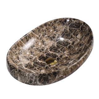 UMYWALKA NABLATOWA CERAMICZNA OWALNA AMORE-MAR7-500 BRĄZOWY MARMUR 50x37 CM