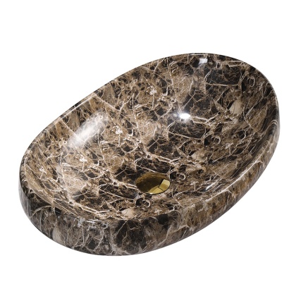 UMYWALKA NABLATOWA CERAMICZNA OWALNA AMORE-MAR7-500 BRĄZOWY MARMUR 50x37 CM