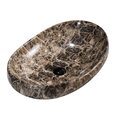 UMYWALKA NABLATOWA CERAMICZNA OWALNA AMORE-MAR7-500 BRĄZOWY MARMUR 50x37 CM