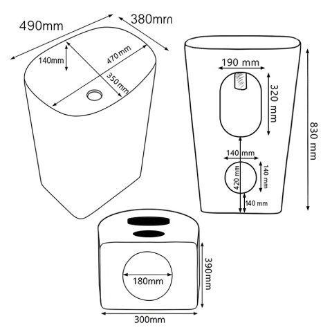 UMYWALKA WOLNOSTOJĄCA CERAMICZNA OWALNA CLARO-WH-WOF-490 BIAŁY POŁYSK 49x38 CM