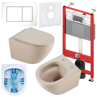 ZESTAW PODTYNKOWY WC STELAŻ TECE MISKA MIZU-CAP-RIM-03 PRZYCISK TC-9240400 BIAŁY POŁYSK