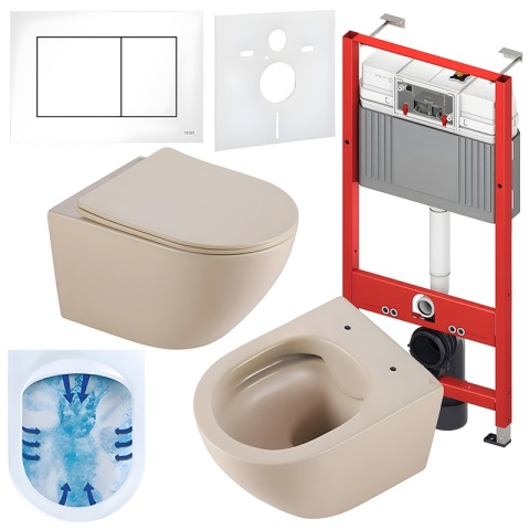 ZESTAW PODTYNKOWY WC STELAŻ TECE MISKA MIZU-CAP-RIM-03 PRZYCISK TC-9240400 BIAŁY POŁYSK