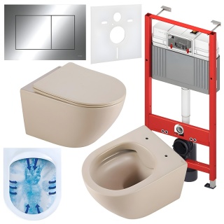 ZESTAW PODTYNKOWY WC STELAŻ TECE MISKA MIZU-CAP-RIM-03 PRZYCISK TC-9240401 CHROM