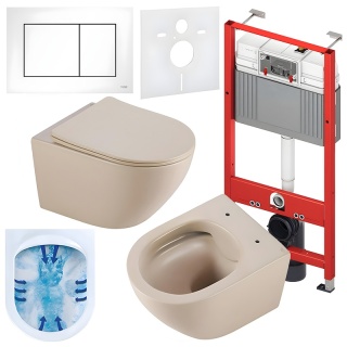 ZESTAW PODTYNKOWY WC STELAŻ TECE MISKA MIZU-CAP-RIM-03 PRZYCISK TC-9240417 BIAŁY MAT