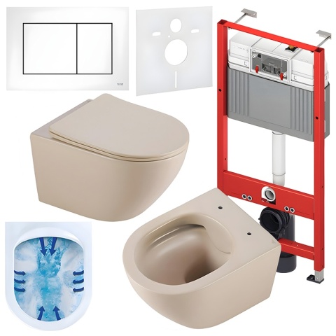 ZESTAW PODTYNKOWY WC STELAŻ TECE MISKA MIZU-CAP-RIM-03 PRZYCISK TC-9240417 BIAŁY MAT