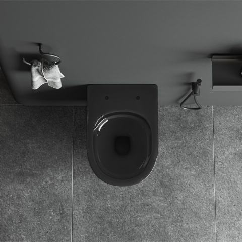 ZESTAW PODTYNKOWY WC STELAŻ TECE MISKA SKAL-BL-RIM-03 PRZYCISK TC-9240407 CZARNY MAT