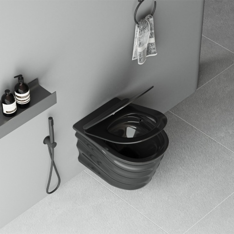ZESTAW PODTYNKOWY WC STELAŻ TECE MISKA SKAL-BL-RIM-03 PRZYCISK TC-9240407 CZARNY MAT