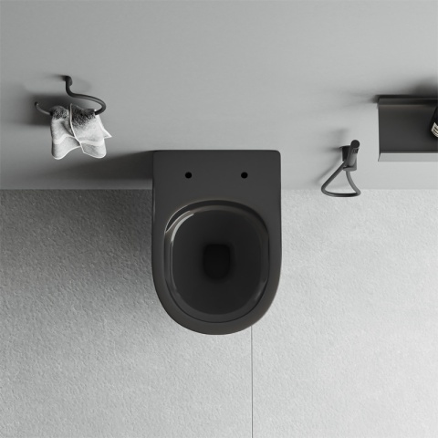 ZESTAW PODTYNKOWY WC STELAŻ TECE MISKA SKAL-BL-RIM-03 PRZYCISK TC-9240407 CZARNY MAT