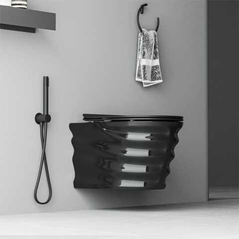 ZESTAW PODTYNKOWY WC STELAŻ TECE MISKA SKAL-BL-RIM-03 PRZYCISK TC-9240407 CZARNY MAT