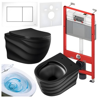 ZESTAW PODTYNKOWY WC STELAŻ TECE MISKA SKAL-MTB-RIM-01 PRZYCISK TC-9240400 BIAŁY POŁYSK