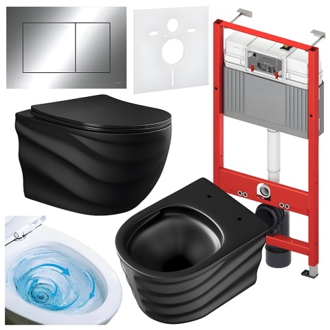 ZESTAW PODTYNKOWY WC STELAŻ TECE MISKA SKAL-MTB-RIM-01 PRZYCISK TC-9240401 CHROM