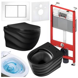 ZESTAW PODTYNKOWY WC STELAŻ TECE MISKA SKAL-MTB-RIM-01 PRZYCISK TC-9240417 BIAŁY MAT