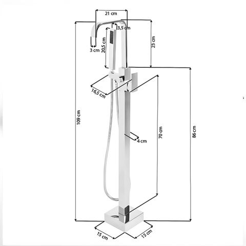 BATERIA ŁAZIENKOWA WOLNOSTOJĄCA F2037A CHROM