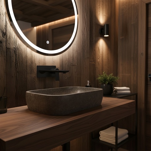 BATERIA UMYWALKOWA ŁAZIENKOWA ŚCIENNA PODTYNKOWA DŁUGA WYLEWKA F05K CZARNA