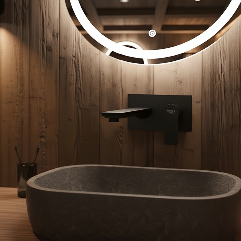 BATERIA UMYWALKOWA ŁAZIENKOWA ŚCIENNA PODTYNKOWA DŁUGA WYLEWKA F05K CZARNA