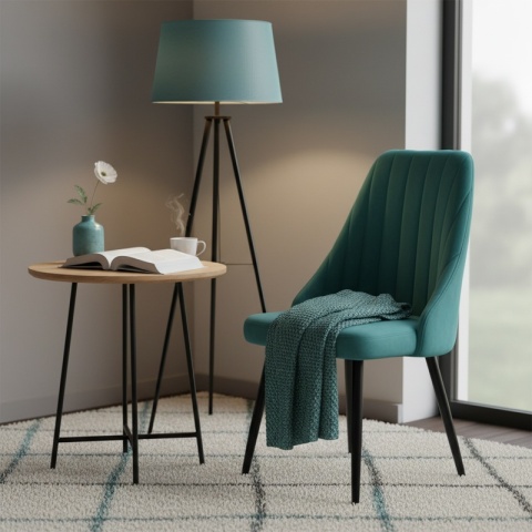 FOTEL KRZESŁO WELUROWE TAPICEROWANE NIKA BUTELKOWA ZIELEŃ NOGI CZARNE