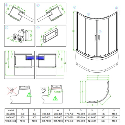 KABINA PRYSZNICOWA PÓŁOKRĄGŁA Z BRODZIKIEM MAJA CHROM MROŻONE SZKŁO 80X80 MAJA-CH-FR-80X80