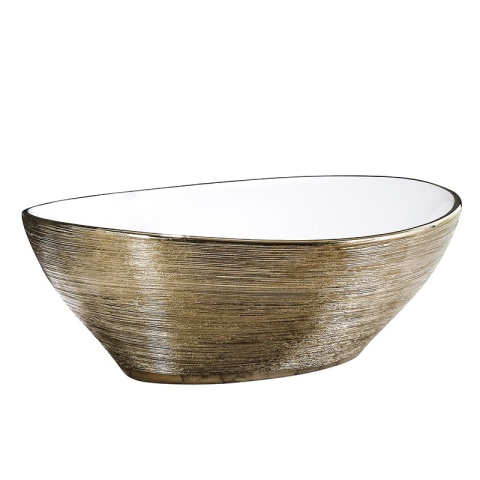 UMYWALKA NABLATOWA CERAMICZNA OWALNA LUMO-GL-BR-405 ZŁOTA SZCZOTKOWANA 33x40 CM