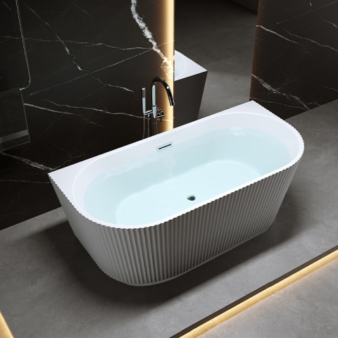 WANNA PRZYŚCIENNA RYFLOWANA CARLO2 517D2 BIAŁA PRZELEW CHROM 170x75 CM