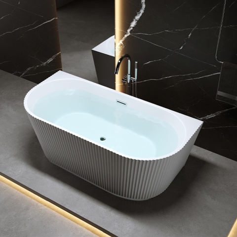 WANNA PRZYŚCIENNA RYFLOWANA CARLO2 517D2 BIAŁA PRZELEW CHROM 170x75 CM