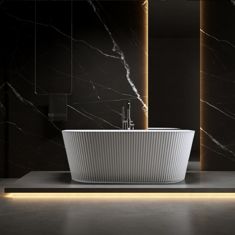 WANNA PRZYŚCIENNA RYFLOWANA CARLO2 517D2 BIAŁA PRZELEW CHROM 170x75 CM