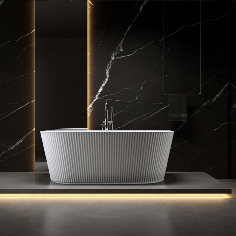 WANNA PRZYŚCIENNA RYFLOWANA CARLO2 517D2 BIAŁA PRZELEW CHROM 170x75 CM