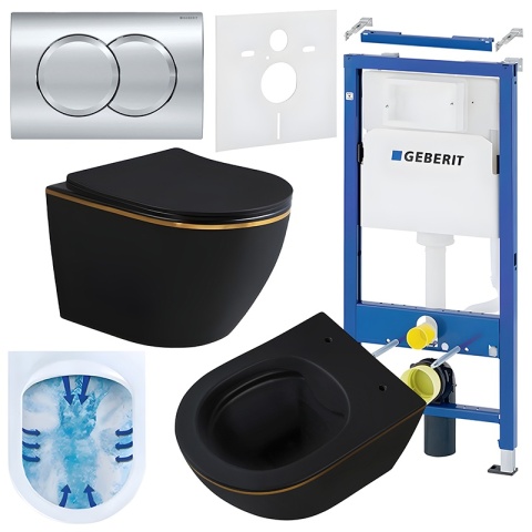 ZESTAW PODTYNKOWY WC STELAŻ GEBERIT DUOFIX MISKA MIZU-MTB-GL-RIM-03 PRZYCISK DELTA 01 CHROM