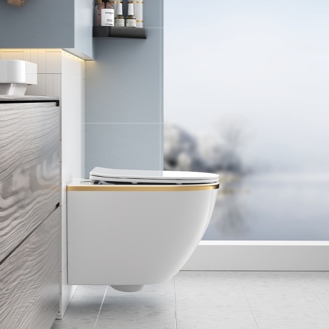 ZESTAW PODTYNKOWY WC STELAŻ GEBERIT DUOFIX MISKA MIZU-WH-GL-RIM-03 PRZYCISK DELTA 30 CHROM