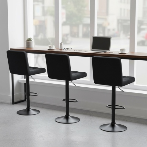 HOKER KRZESŁO BAROWE RAFA CZARNY WELUR PODSTAWA CZARNA