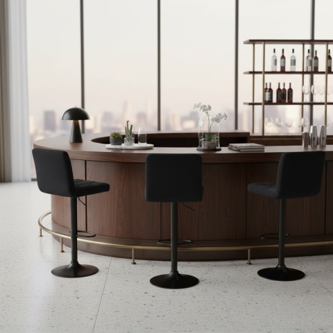 HOKER KRZESŁO BAROWE RAFA CZARNY WELUR PODSTAWA CZARNA