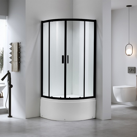KABINA PRYSZNICOWA PÓŁOKRĄGŁA Z BRODZIKIEM MAJA CZARNA 80x80 CM 5 MM