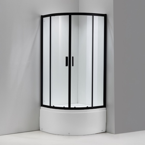 KABINA PRYSZNICOWA PÓŁOKRĄGŁA Z BRODZIKIEM MAJA CZARNA 80x80 CM 5 MM